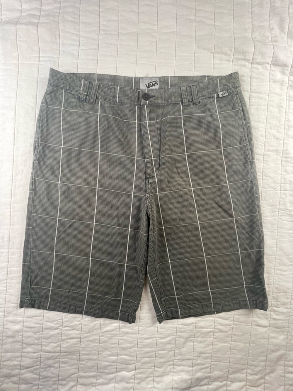Vans Old School 11in inseam Cotton Gray Windowpane Checked Chinos 36